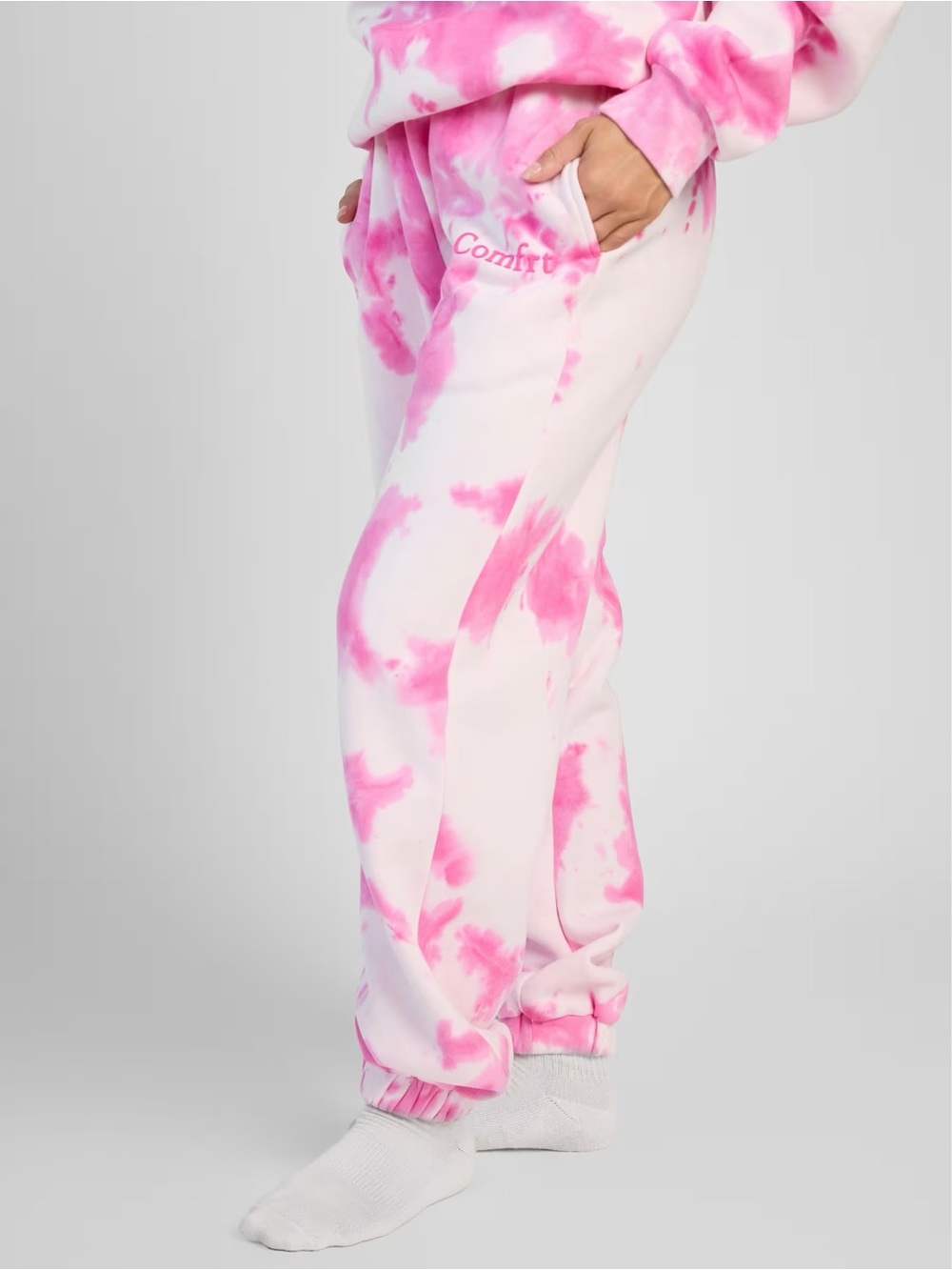 Comfrt Pink Tie-Dye Minimalist Jogger Sweatpants for Women